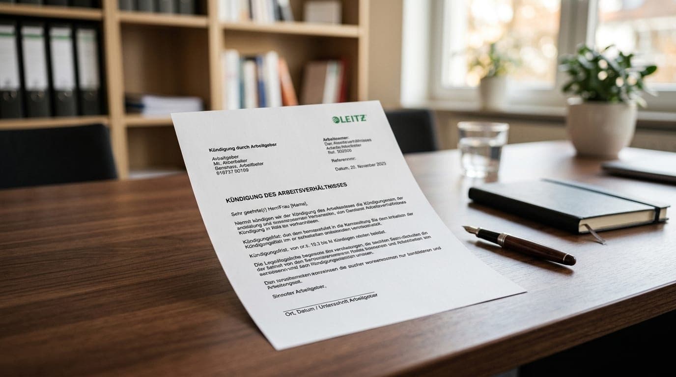 Kündigung durch den Arbeitgeber 2026 — mit Vorlage, Frist und Mustertext