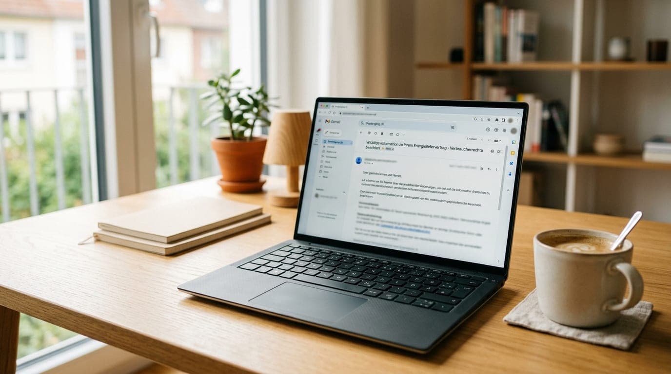 Telekom Kündigung per E-Mail — Vorlage 2026 mit Frist und Mustertext auf Schreibtisch
