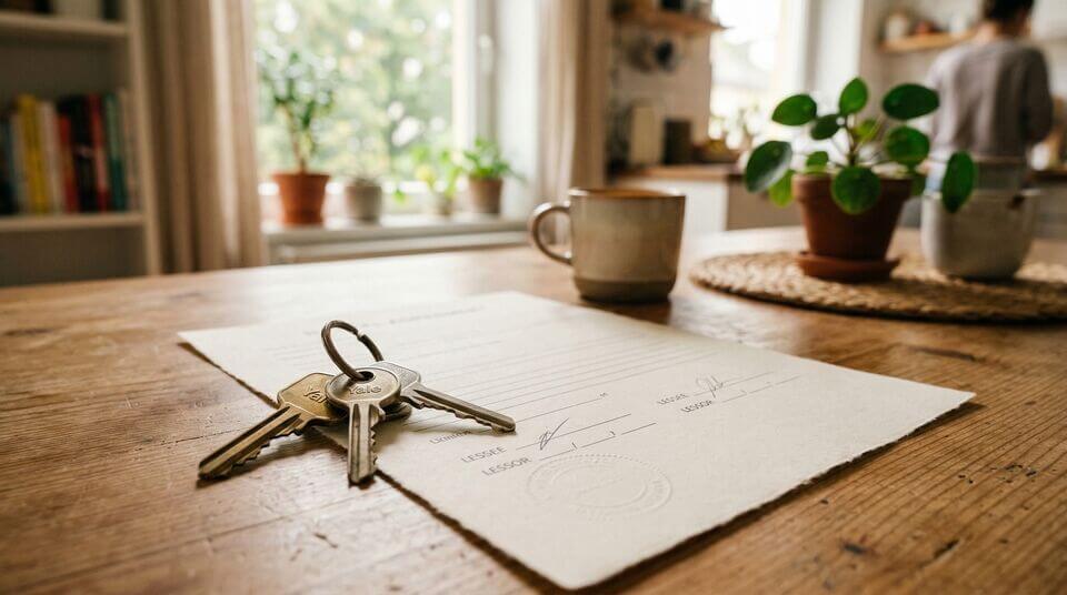 Router mit leuchtenden LEDs auf einem Schreibtisch — Symbol für Internetvertrag